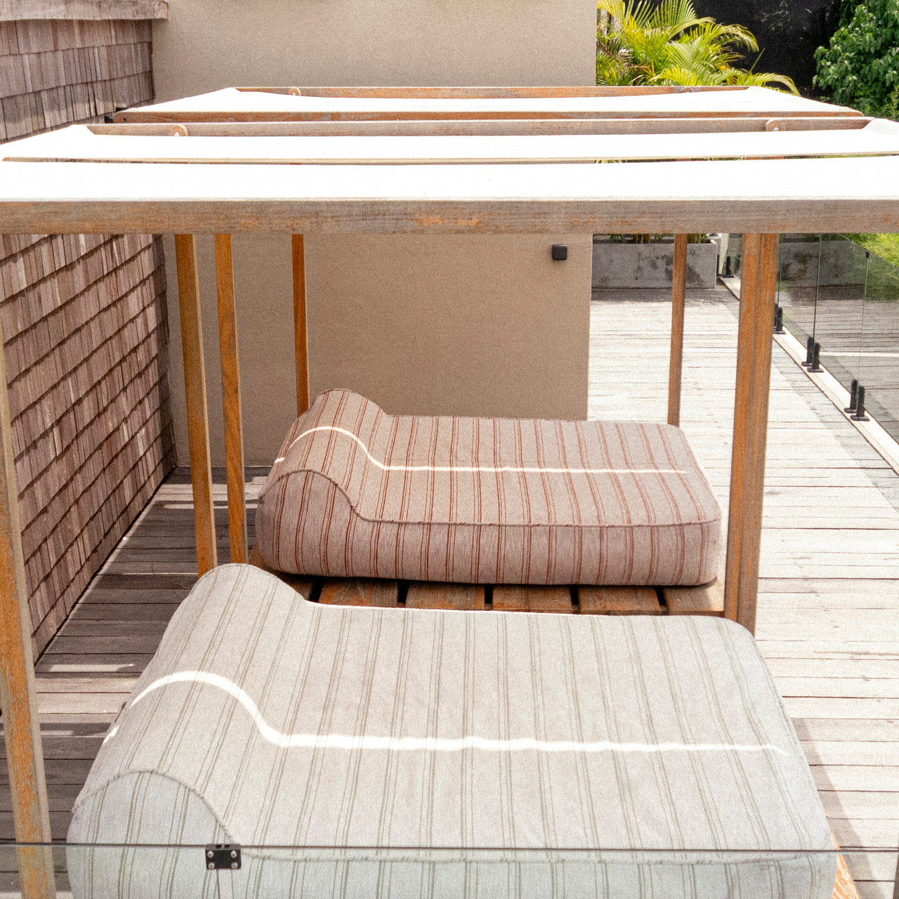 Twin Sunlounger Pinstripes Terra