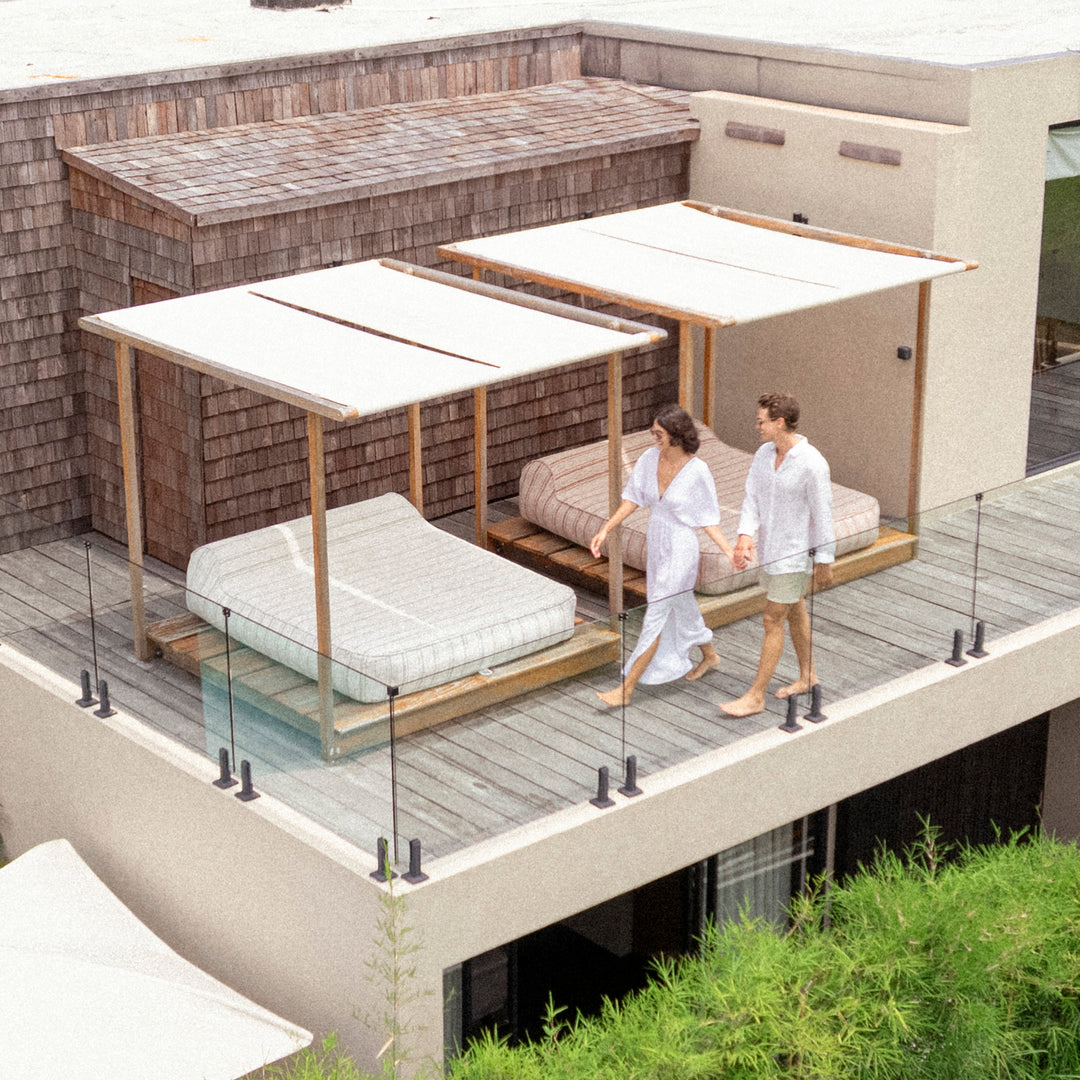 Twin Sunlounger Pinstripes Beige