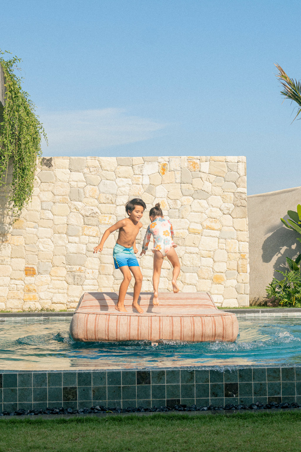 Twin Sunlounger Pinstripes Terra
